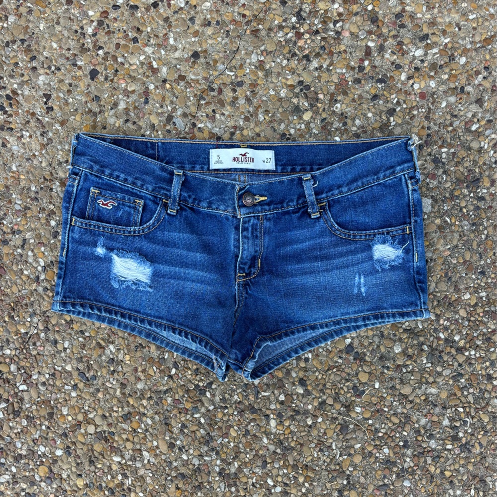Hollister Blue Denim Shorts with Button Accents